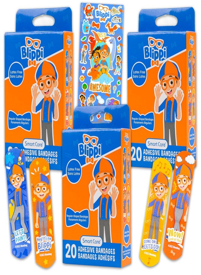 Blippi Bandages Set for Kids - Bundle Includes 3 Boxes of 20 Count Colorful Adhesives and Stickers | Blippi First Aid Kit Supplies for Girls, Boys - Image 1